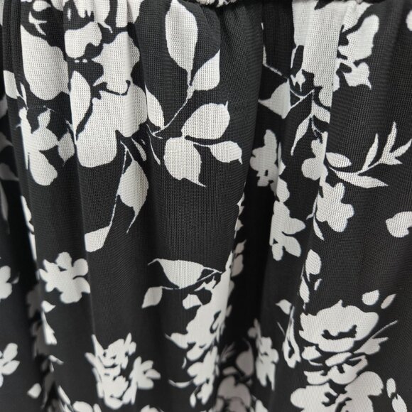 Siren Lily Black White Flowers Ruched Lined Side Slit Maxi Dress 3x - Picture 10 of 14